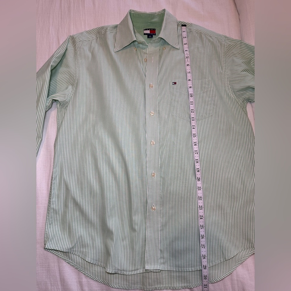 Tommy Hilfiger Green Striped Button Up Shirt - Picture 8 of 10